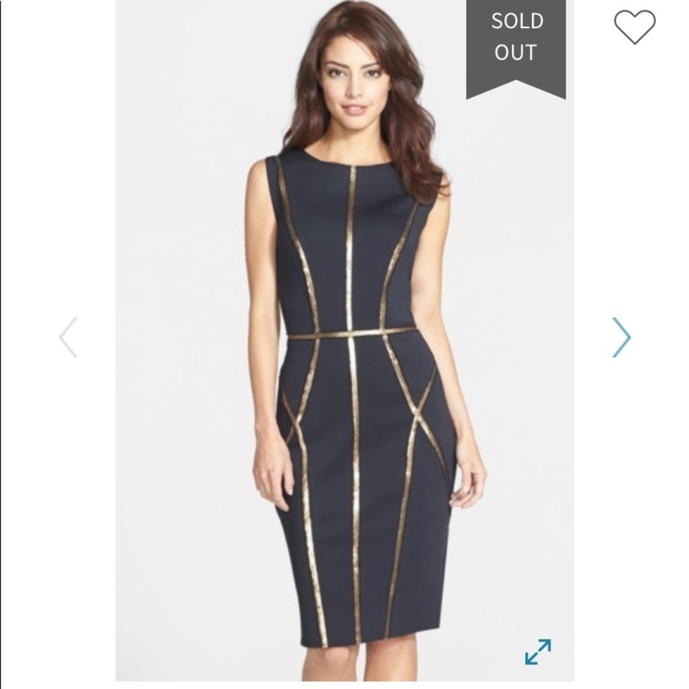 - Tadashi shoji sequin trim sheath neoprene dress classy wedding minimalist - Picture 2 of 5